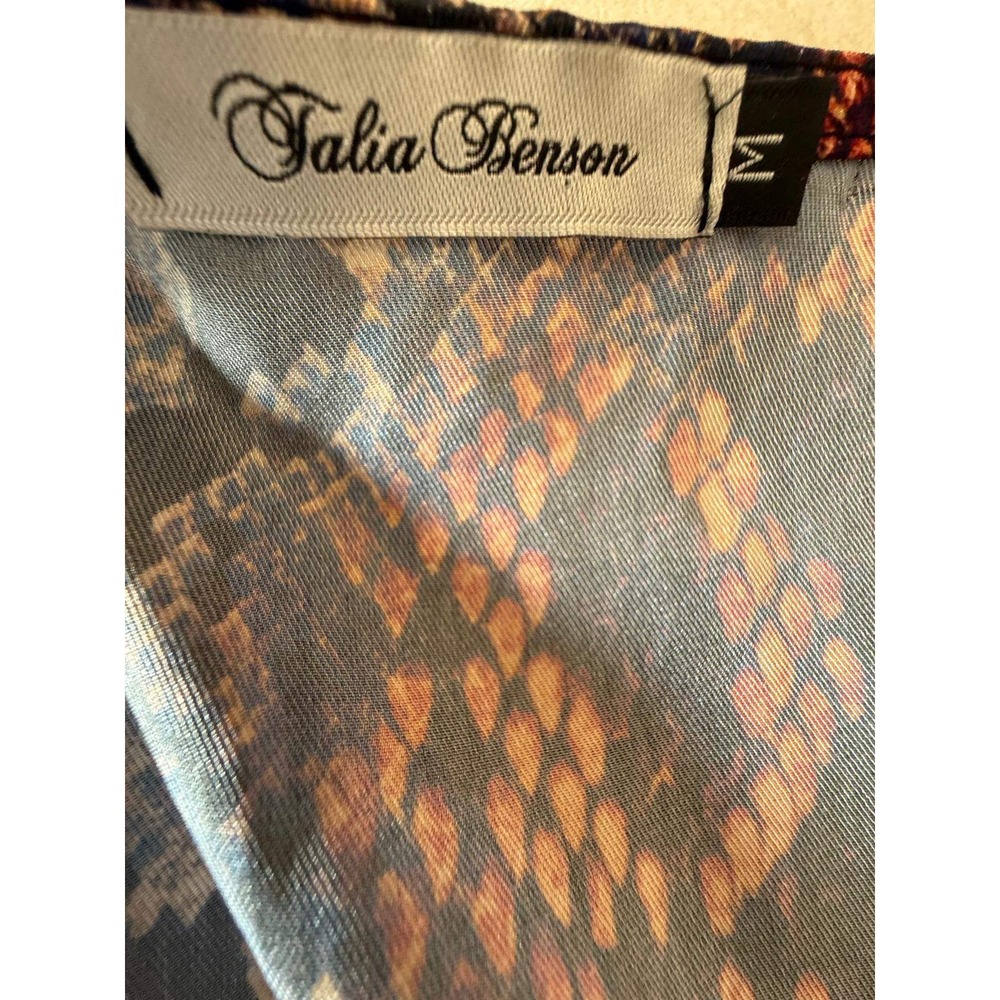 Talia Benson Red‎ Blue Snakeskin Print Wrap Maxi Dress Made in Italy Size M - Picture 2 of 8